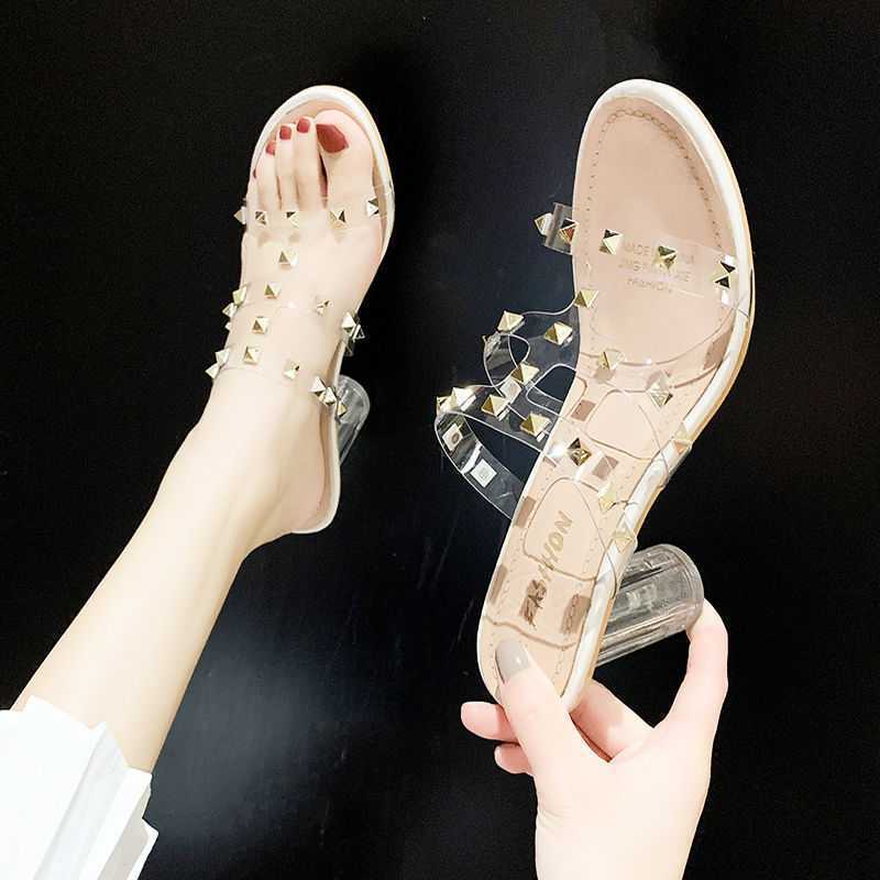 Rivet Transparent High-heeled Sandals